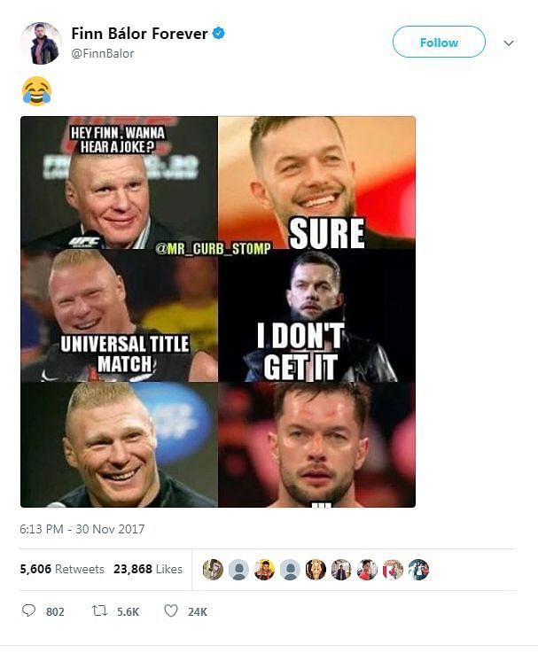 Balor's tweet received overwhelming response.